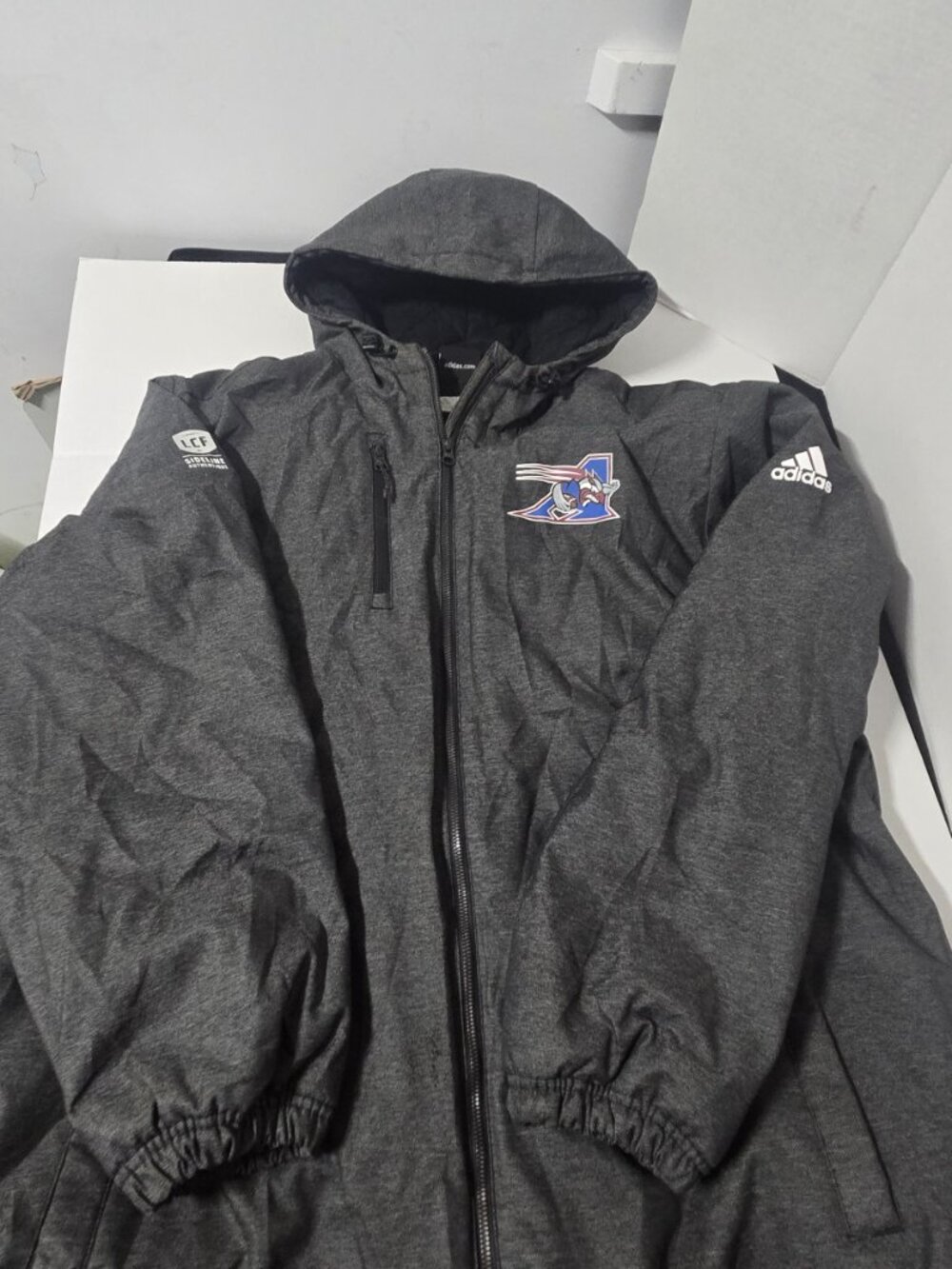 Adidas Montreal Alouettes LCF Sideline Authentique Hooded Insulated Jacket - Picture 12 of 16